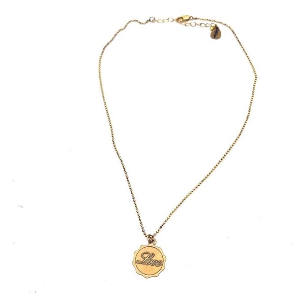 Bella Ryann Chain "Love" Pendant Necklace Gold Tone Lobster Closure Signed 18" - Picture 2 of 4